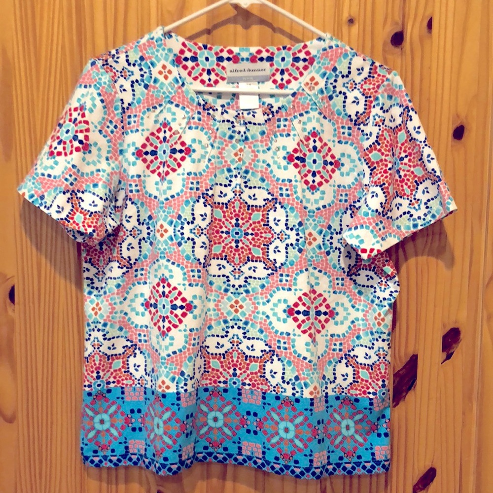 Alfred Dunner Pullover Mosaic Top